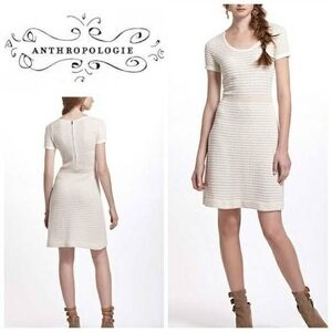 Anthropologie Cream Textured Mini Dress